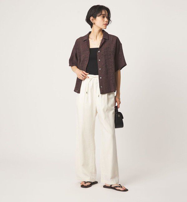 UNITED ARROWS green label relaxing「BREEZE LINEN ブリーズリネン ワイド パンツ オフホワイト ドット」|その他|
