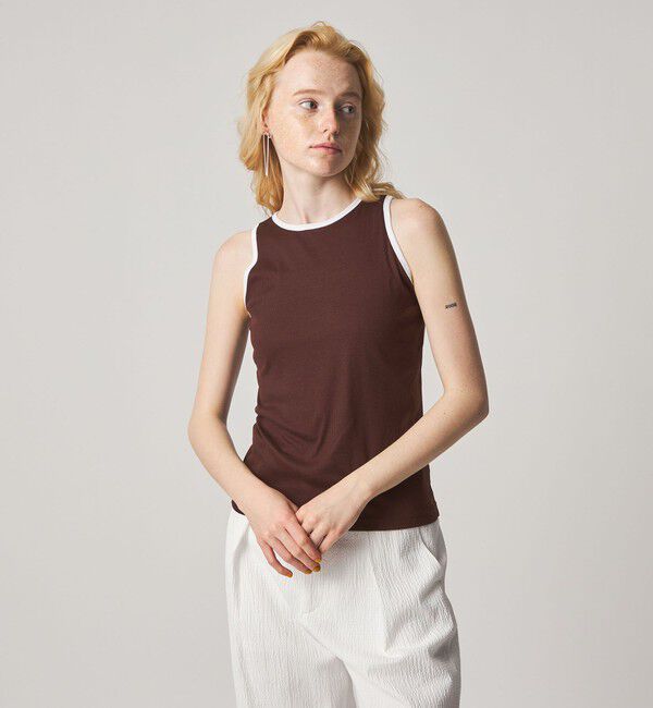 STEVEN ALAN「＜Steven Alan＞リンガー アメリカンスリーブ タンクトップ」|Tシャツ・カットソー|DK.BROWN