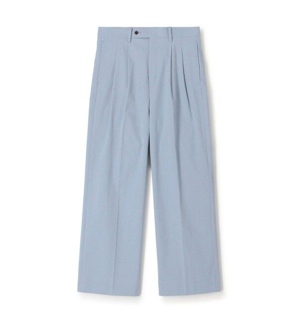 TOMORROWLAND MENS「コットンナイロンツイル 2プリーツワイドストレートパンツ」|スラックス|63 ライトブルー