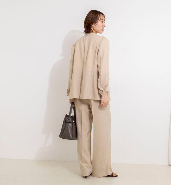 NOLLEY'S「《セットアップ対応》ストレッチツイルVネックジャケット」|ノーカラージャケット|