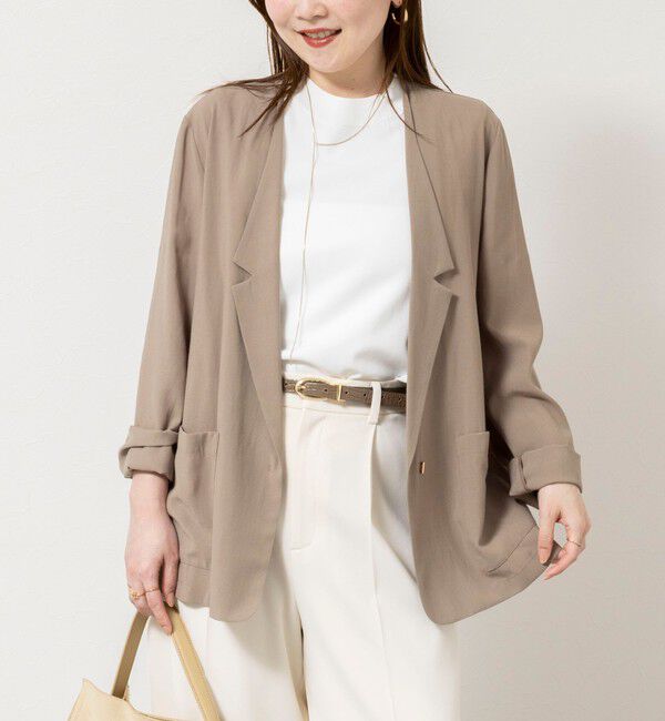 NOLLEY'S sophi「ウォッシャブルリネナチュールシアージャケット」|テーラードジャケット|カーキ