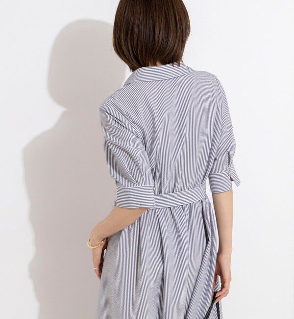 NOLLEY'S sophi「ウォッシャブルサッカーシャツワンピース」|ワンピース|