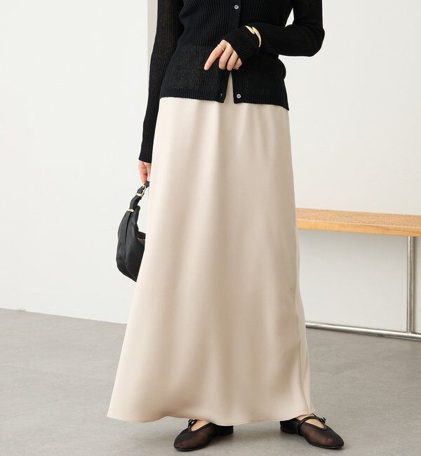  「【ストレスフリーな履き心地】バイアスサテンナロースカート」|スカート|