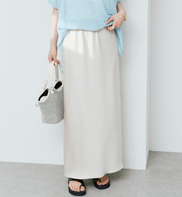  「【ストレスフリーな履き心地】バイアスサテンナロースカート」|スカート|