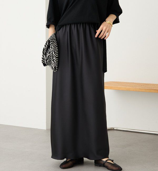  「【ストレスフリーな履き心地】バイアスサテンナロースカート」|スカート|