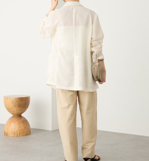  「予約【日除け・冷房避けに】リネンライクメッシュジャケット」|テーラードジャケット|