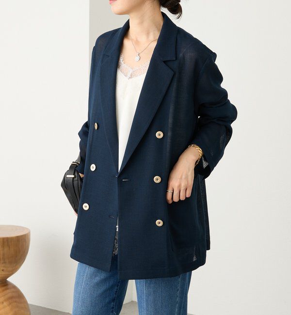  「予約【日除け・冷房避けに】リネンライクメッシュジャケット」|テーラードジャケット|