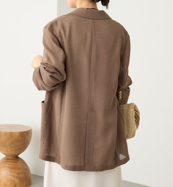  「予約【日除け・冷房避けに】リネンライクメッシュジャケット」|テーラードジャケット|