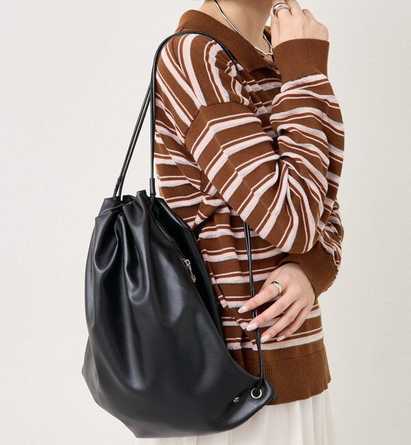  「プレート付きナップザック」|トートバッグ|ブラック