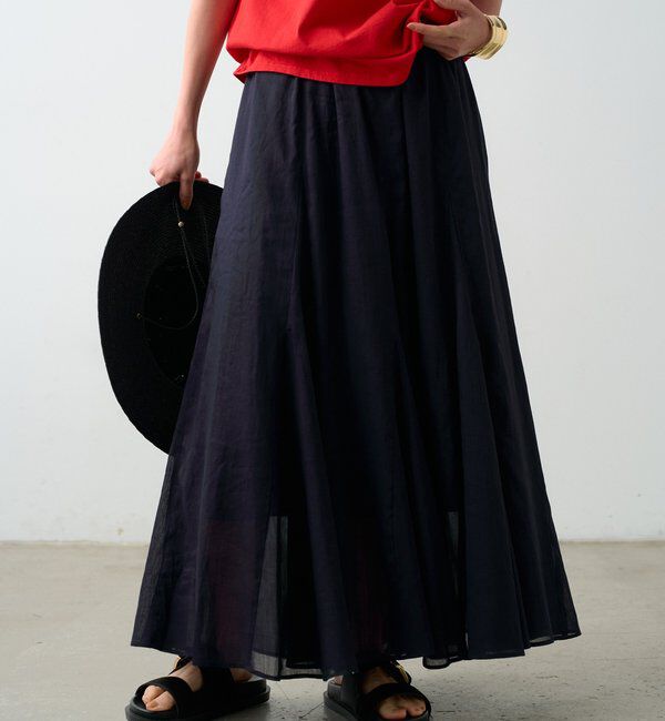  「リネンフレアスカート」|スカート|ネイビー