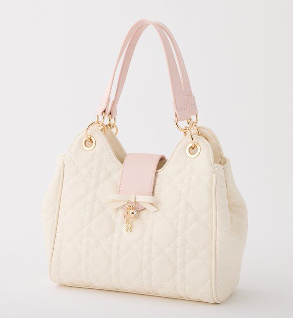  「リボンチャーム付き配色キルティングバック」|ショルダー・メッセンジャー|