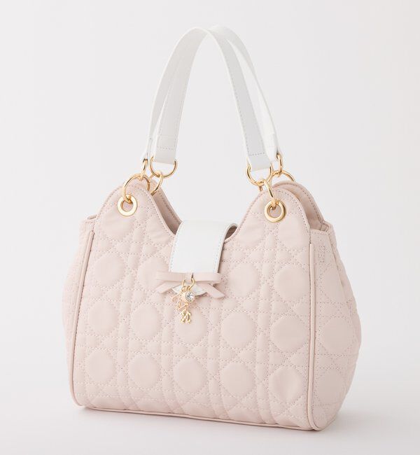  「リボンチャーム付き配色キルティングバック」|ショルダー・メッセンジャー|