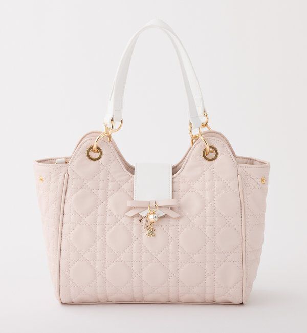  「リボンチャーム付き配色キルティングバック」|ショルダー・メッセンジャー|