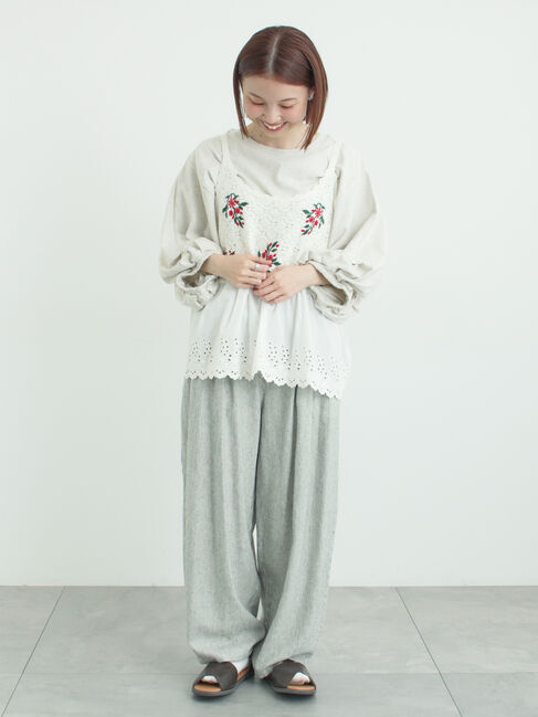 Samansa Mos2「袖タックTシャツ」|Tシャツ・カットソー|