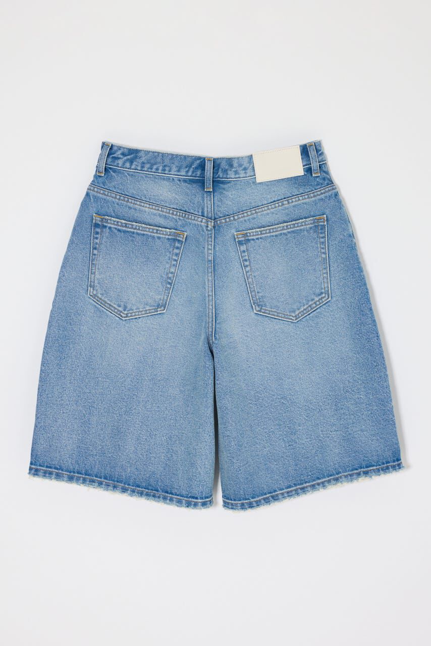 MOUSSY「TUCKED COCOON BERMUDA ショーツ」|デニム|