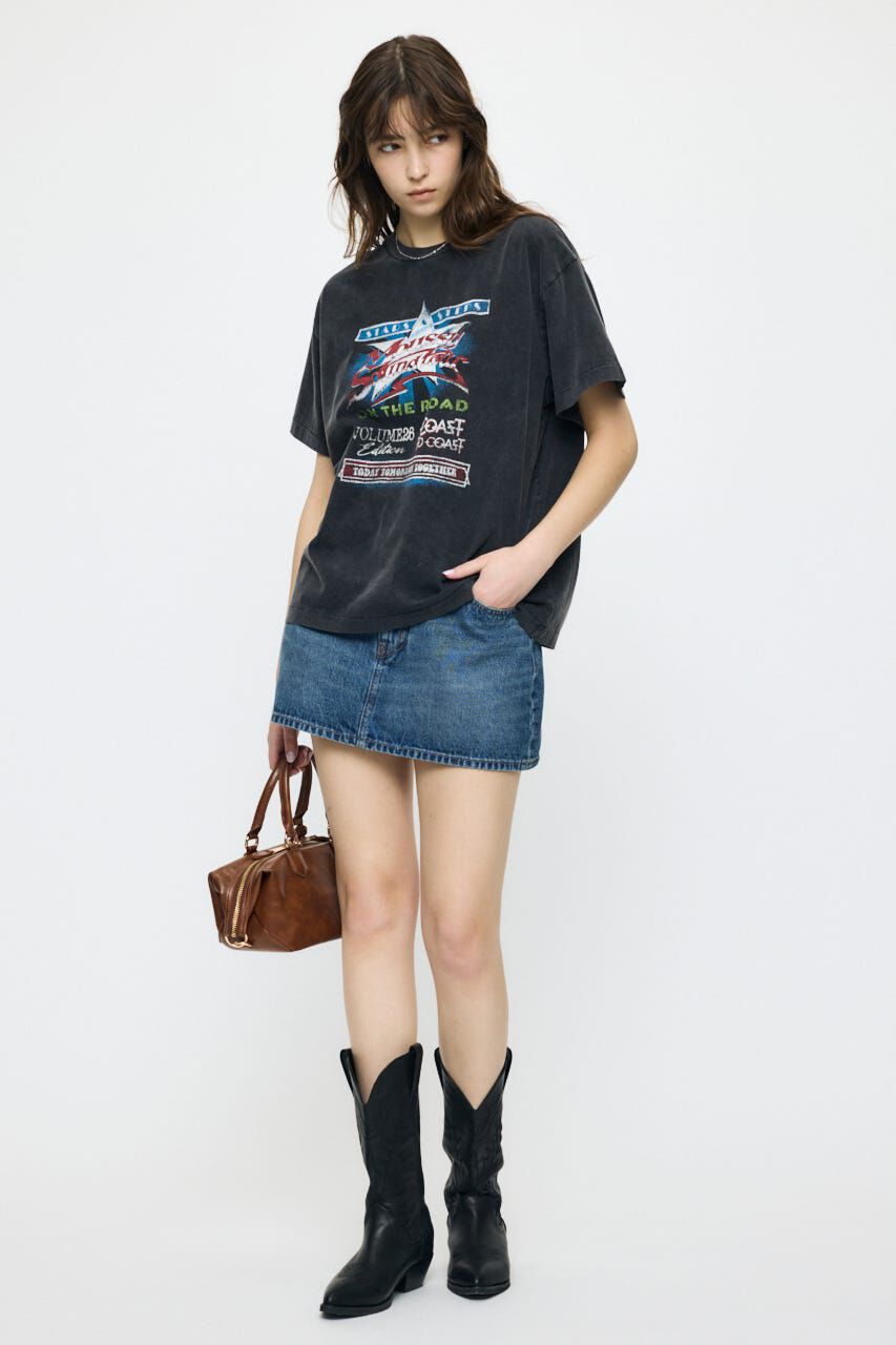 MOUSSY「LOW SLUNG MINI スコート」|デニム|