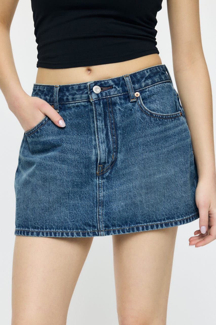 MOUSSY「LOW SLUNG MINI スコート」|デニム|