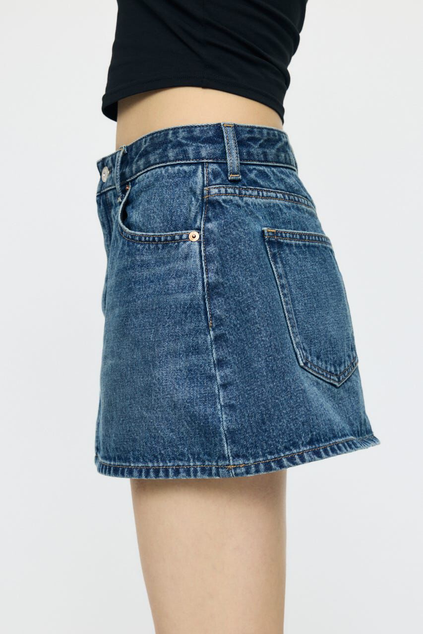 MOUSSY「LOW SLUNG MINI スコート」|デニム|