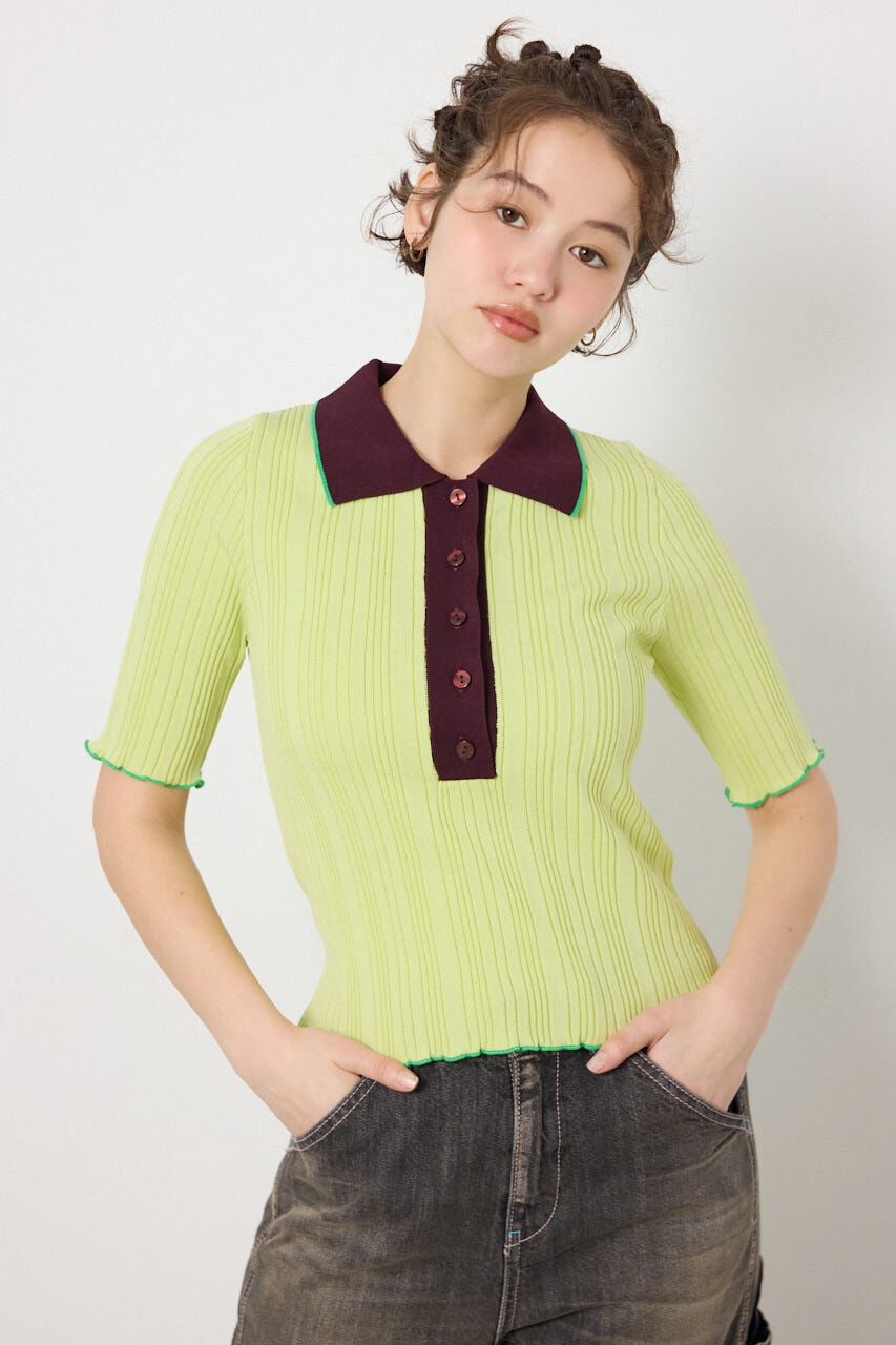 RODEO CROWNS「バイカラーポロニット」|ニット・セーター|