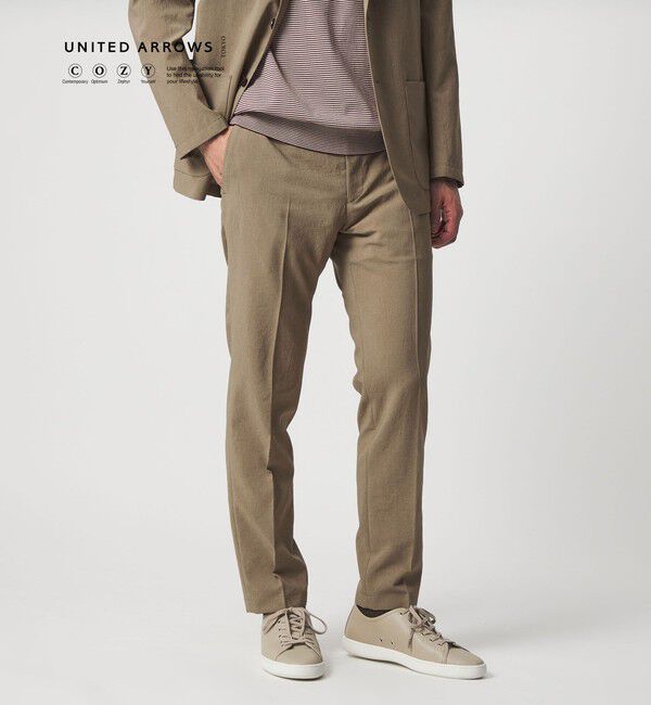 UNITED ARROWS「ポリエステル T＆T ノープリーツ パンツ UA COZY ウォッシャブル ヨコストレッチ」|スラックス|BEIGE