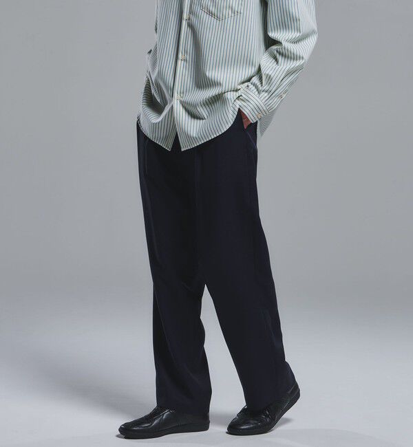 UNITED ARROWS green label relaxing「FINE BASIC トリアセテート ウール  2P ワイド スラックス パンツ W4 」|スラックス|NAVY