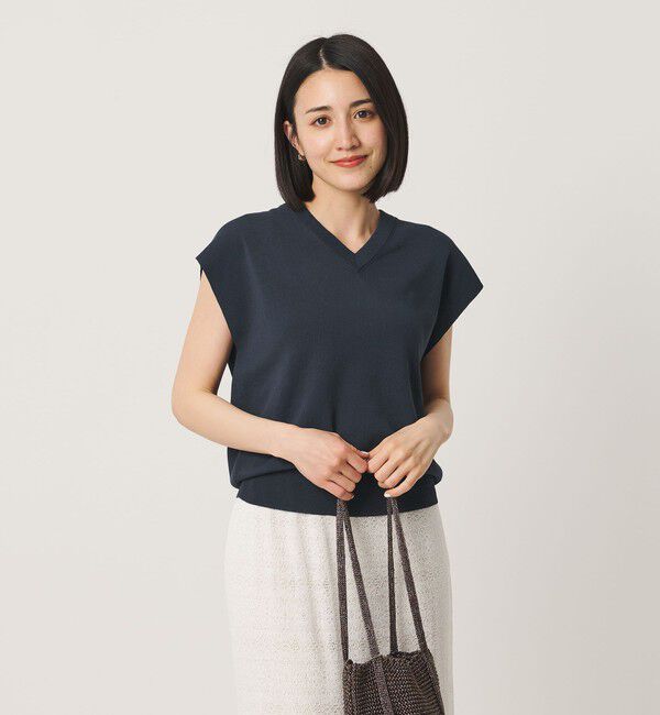 BEAUTY&YOUTH UNITED ARROWS「フルニードル フレンチスリーブ ニットプルオーバー ウォッシャブル」|ニット・セーター|NAVY