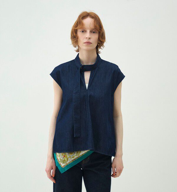 MACPHEE「コットンセルロースデニム タイブラウス」|シャツ・ブラウス|