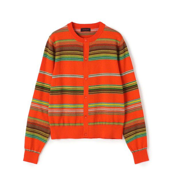 CABaN「コットンカシミヤマルチボーダー クルーネックカーディガン」|カーディガン|36 レッド系