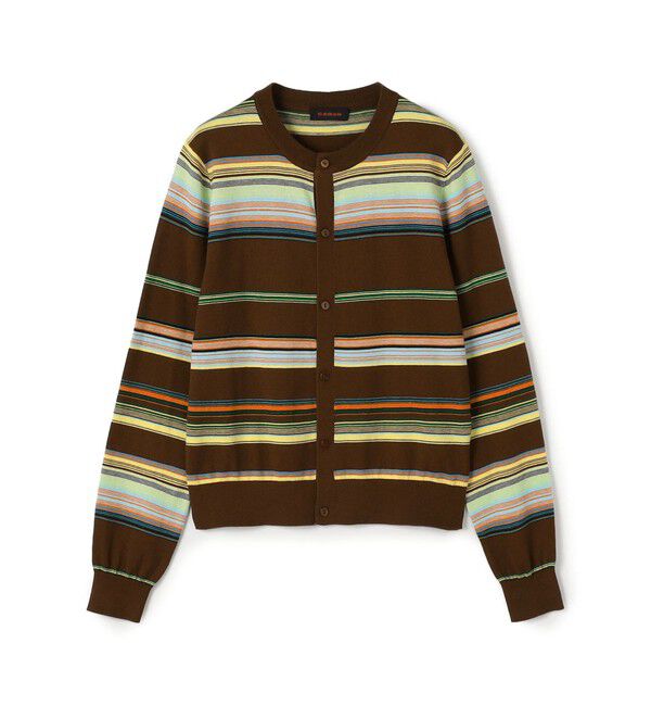 CABaN「コットンカシミヤマルチボーダー クルーネックカーディガン」|カーディガン|48 ブラウン系