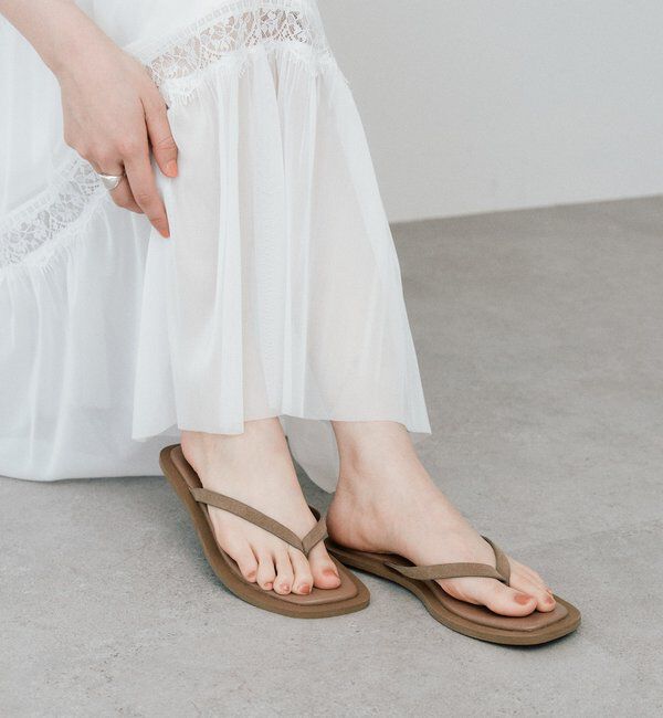  「予約【モードな印象に】スクエアトングコンビサンダル」|サンダル|