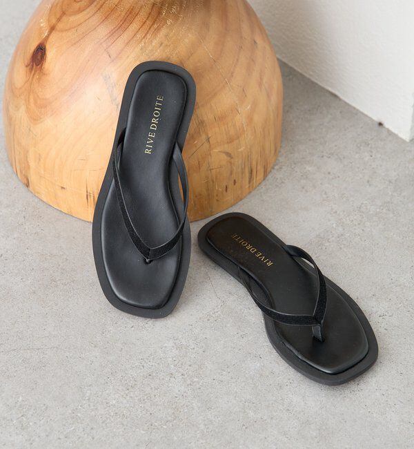  「予約【モードな印象に】スクエアトングコンビサンダル」|サンダル|