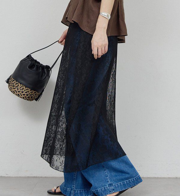  「レースラップスカート」|スカート|ブラック