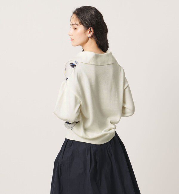 UNITED ARROWS「６分袖 プリント ニット コンビ シャツ ‐ウォッシャブル‐」|シャツ・ブラウス|