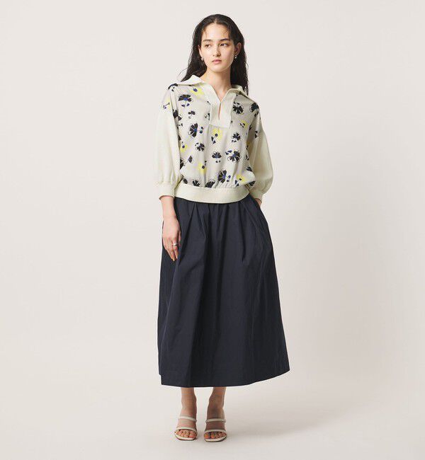 UNITED ARROWS「６分袖 プリント ニット コンビ シャツ ‐ウォッシャブル‐」|シャツ・ブラウス|