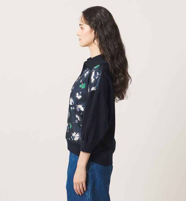 UNITED ARROWS「６分袖 プリント ニット コンビ シャツ ‐ウォッシャブル‐」|シャツ・ブラウス|