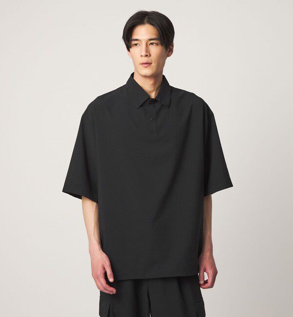 UNITED ARROWS「DotAir ドットエア サッカー ヘムコード ポロシャツ　吸水速乾」|ポロシャツ|BLACK