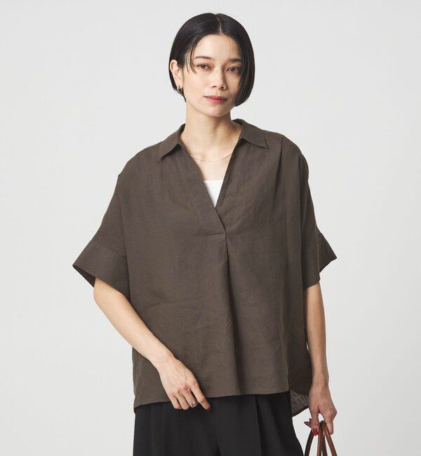 UNITED ARROWS green label relaxing「リネン スキッパー ショートスリーブ シャツ」|シャツ・ブラウス|