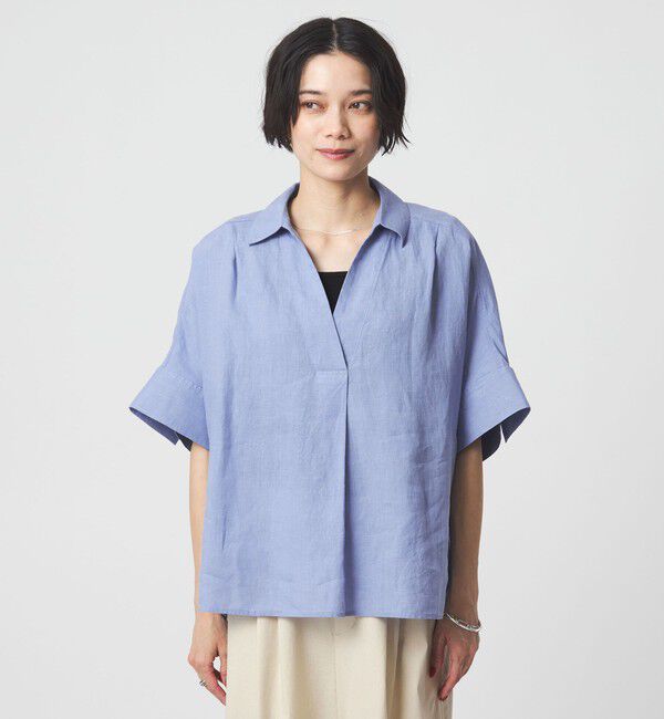 UNITED ARROWS green label relaxing「リネン スキッパー ショートスリーブ シャツ」|シャツ・ブラウス|