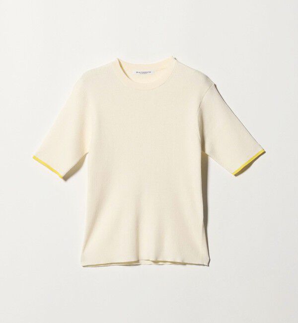 BEAUTY&YOUTH UNITED ARROWS「リブライン ショートスリーブ ニットプルオーバー ウォッシャブル」|ニット・セーター|OFF WHITE