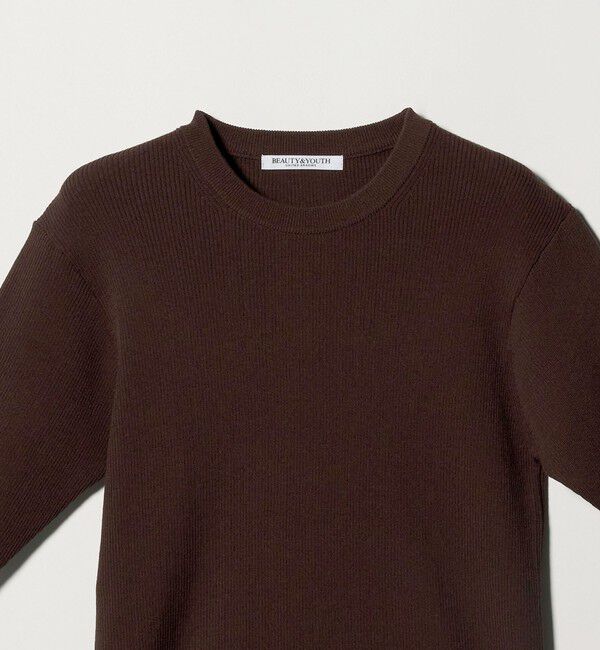 BEAUTY&YOUTH UNITED ARROWS「リブライン ショートスリーブ ニットプルオーバー ウォッシャブル」|ニット・セーター|