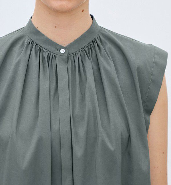 TOMORROWLAND collection「【一部WEB先行予約】ハイパワーストレッチブロード ギャザーノースリーブブラウス」|シャツ・ブラウス|