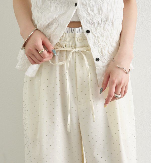  「ラインストーンWベルトパンツ」|チノ|