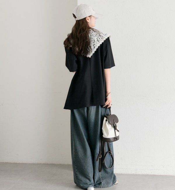  「レース付け襟半袖ジャケット」|テーラードジャケット|