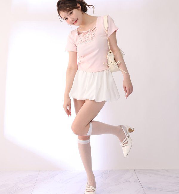  「レース付きバルーンミニスカパン」|スカート|