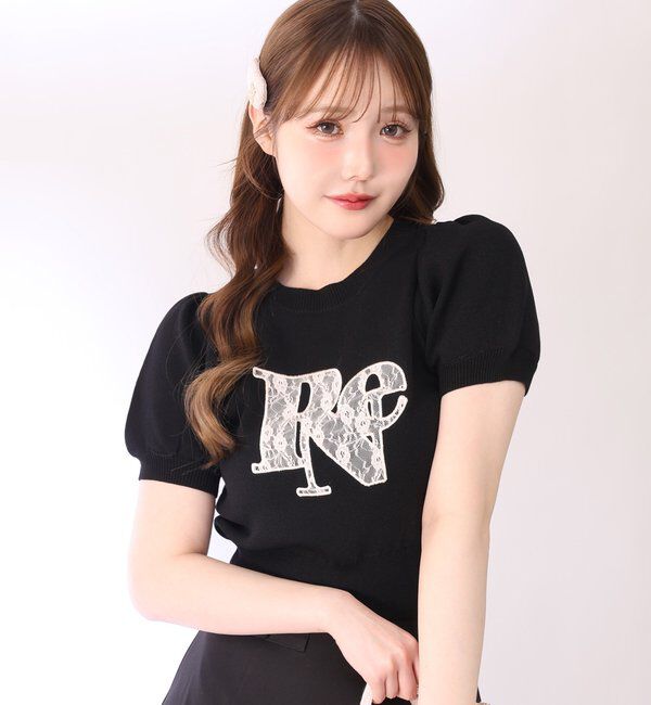  「レースロゴ半袖ニット」|ニット・セーター|