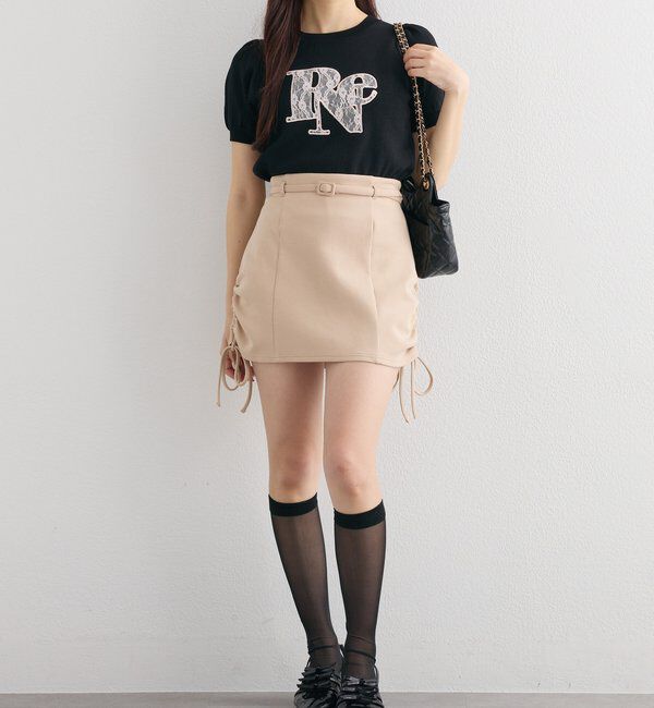  「レースロゴ半袖ニット」|ニット・セーター|