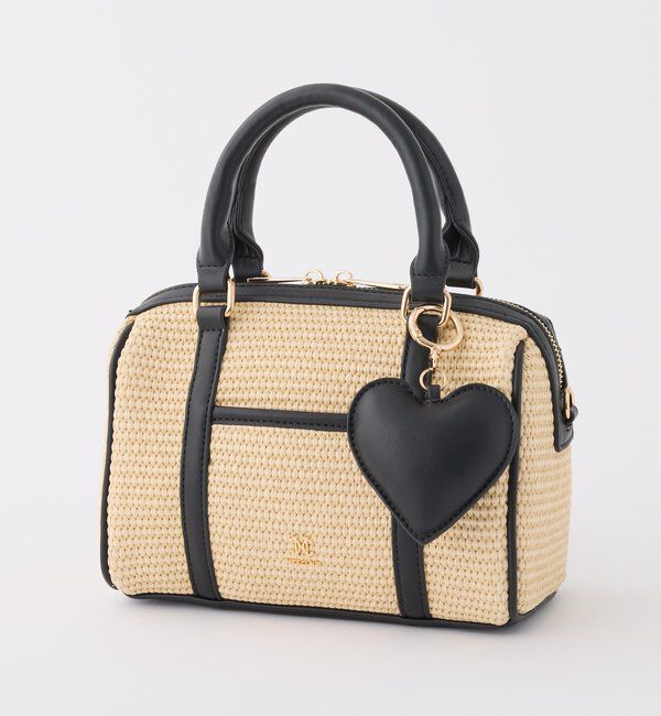  「ハートチャーム付き雑材ミニボストンバッグ」|ショルダー・メッセンジャー|