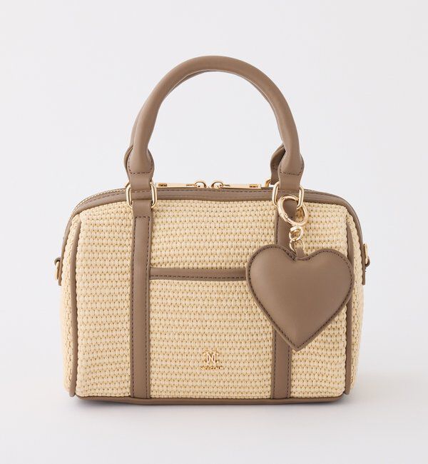  「ハートチャーム付き雑材ミニボストンバッグ」|ショルダー・メッセンジャー|