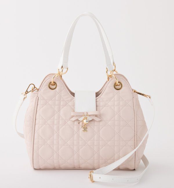  「リボンチャーム付き配色キルティングバッグ」|ショルダー・メッセンジャー|