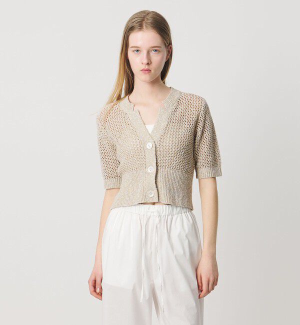 AEWEN MATOPH「＜AEWEN MATOPH＞ミックスヤーン ショートスリーブ カーディガン  BEIGE」|カーディガン|BEIGE